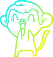 cold gradient line drawing cartoon laughing monkey vector