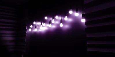Open Light bulb on black background.add purple color photo