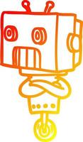 warm gradient line drawing cartoon robot vector