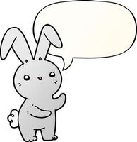 cute cartoon rabbit and speech bubble in smooth gradient style vector