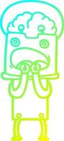 cold gradient line drawing cartoon robot vector