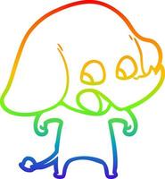 rainbow gradient line drawing cute cartoon elephant vector