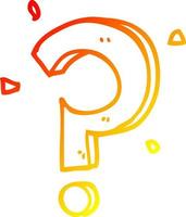 warm gradient line drawing cartoon question mark vector