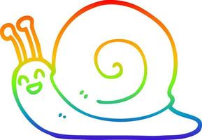 rainbow gradient line drawing cartoon snail vector