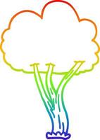 rainbow gradient line drawing cartoon blooming tree vector