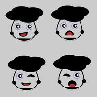 four cute cartoon face poses vector