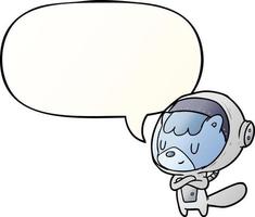 cartoon cat astronaut animals and speech bubble in smooth gradient style vector