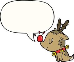 cartoon christmas reindeer and speech bubble vector