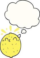 cute cartoon lemon and thought bubble vector