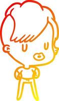 warm gradient line drawing girl with punk hipster haircut vector