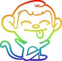 rainbow gradient line drawing funny cartoon monkey vector