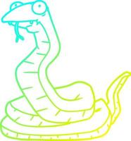 serpiente de dibujos animados de dibujo de línea de gradiente frío vector