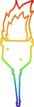 arco iris gradiente línea dibujo dibujos animados antorcha llameante vector