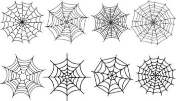 conjunto vectorial de telaraña y decoración de telaraña de halloween. vector