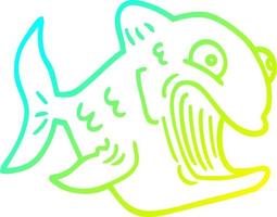 cold gradient line drawing funny cartoon fish vector