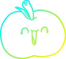 cold gradient line drawing cartoon laughing apple vector