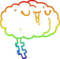 rainbow gradient line drawing happy cartoon brain vector