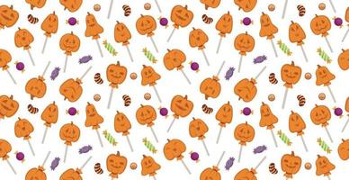 Sweets in the form of a festive pumpkin Halloween pattern - Vector