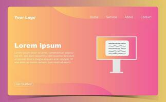 Website landing page template with abstract background vector