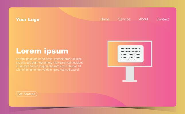 Website landing page template with abstract background