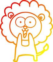 warm gradient line drawing happy cartoon lion vector