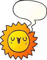 cartoon sun and speech bubble in smooth gradient style vector