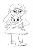 Girl holding Cat vector