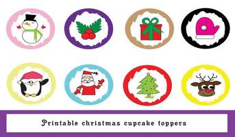 Printable Christmas Cupcake Topper vector