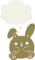 cartoon rabbit and thought bubble in retro style vector