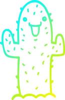 cold gradient line drawing cartoon cactus vector