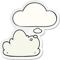 cartoon cloud and thought bubble as a printed sticker vector