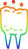 rainbow gradient line drawing cartoon tooth vector