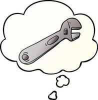 cartoon spanner and thought bubble in smooth gradient style vector