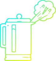 cold gradient line drawing cartoon electric kettle boiling vector
