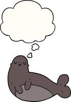 cartoon seal and thought bubble vector