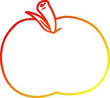 warm gradient line drawing cartoon apple vector