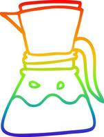 cafetera de filtro de dibujos animados de dibujo de línea de gradiente de arco iris vector