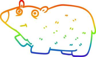 rainbow gradient line drawing cartoon happy bear vector