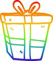 rainbow gradient line drawing cartoon gift wrapped present vector