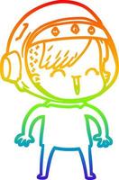 rainbow gradient line drawing happy cartoon space girl vector