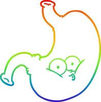 rainbow gradient line drawing cartoon bloated stomach vector