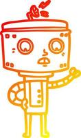 warm gradient line drawing cartoon robot vector