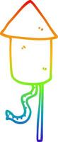 rainbow gradient line drawing cartoon rocket vector