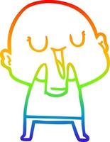 rainbow gradient line drawing happy cartoon bald man vector