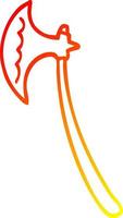 warm gradient line drawing cartoon medieval axe vector