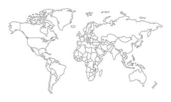 fondo blanco del mapa del mundo con diseño de arte lineal vector