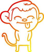 warm gradient line drawing funny cartoon monkey vector