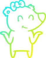 cold gradient line drawing female bear cartoon vector