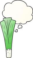 cartoon leek and thought bubble in smooth gradient style vector