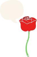 cartoon rose and speech bubble in retro style vector